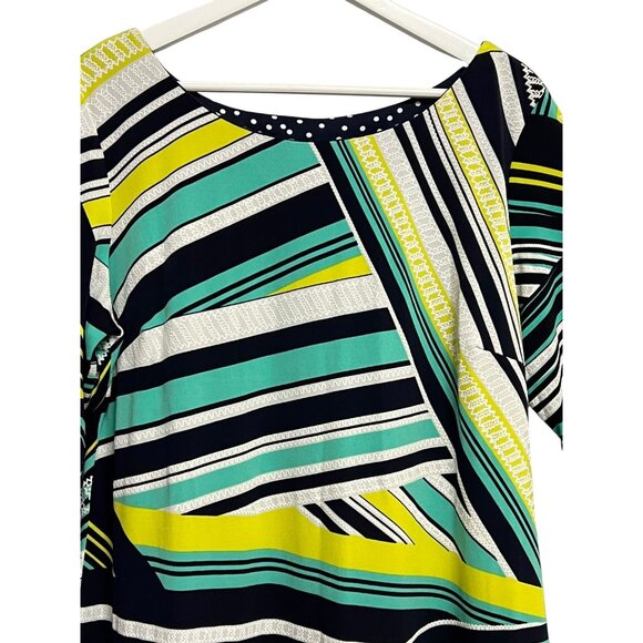 Madison Leigh Dress Womens‎ 16 Multicolor Striped Polka Dot 3/4 Sleeve Bow Trim - Picture 3 of 11